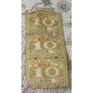 Vintage Gold Bond Stamps Strip‎ of 3 – 10 Point Trading Stamps – 1950s–60s